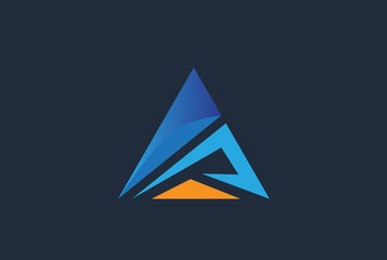 Wall Mural - Abstract triangle letter A logo design template vector graphic