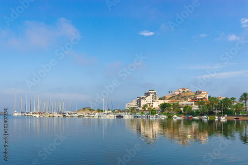 Cuadros en Lienzo Port on La Manga del Mar Menor in sunny day. Murcia, Spain