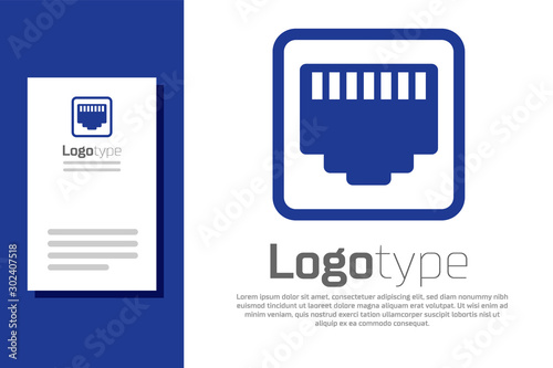 Fotomural Blue Network port - cable socket icon isolated on white background