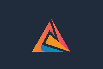Wall Mural - Abstract triangle letter A logo design template vector graphic