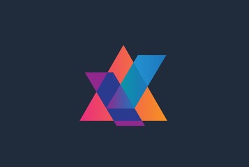 Wall Mural - Abstract triangle letter A logo design template vector graphic
