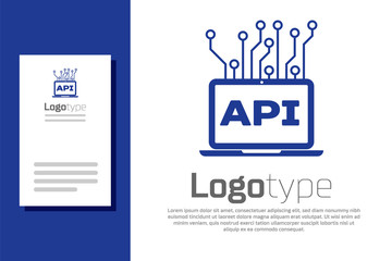 Blue Computer api interface icon isolated on white background. Application programming interface API technology. Software integration. Logo design template element. Vector Illustration