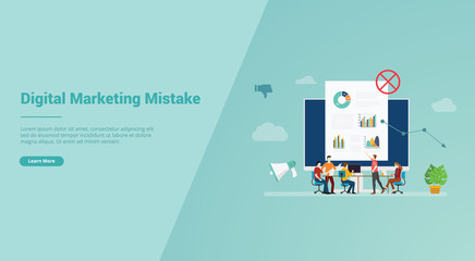 Poster - digital marketing mistake for website template or landing homepage banner - vector