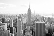Midtown Manhattan, the Empire State Building and the Financial District as seen from Top of the Rock, black and white