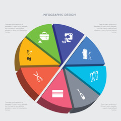 Wall Mural - sew concept 3d chart infographics design included safety pin, scissors, seam, seam ripper, set of pins, sew pattern, sewing, sewing basket icons