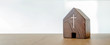 Leinwandbild Motiv Home church, wooden home church, community of Christ, Mission of gospel, with blank copy space