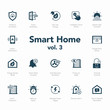 Smart home icon set volume 3 isolated on light background. Contains such icons Smart Ventilation, Text-to-Speech Reminders, Use Less Energy, Parental Controls and more.