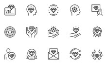 VIP Vector Line Icons Set. Very Important Person, VIP Customer. Editable Stroke. 48x48 Pixel Perfect.