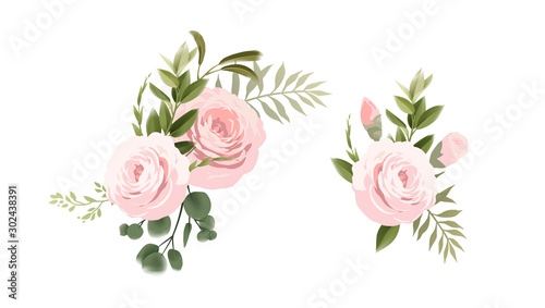 Bouquets of flowers, can be used as greeting card, invitation card for weddin...