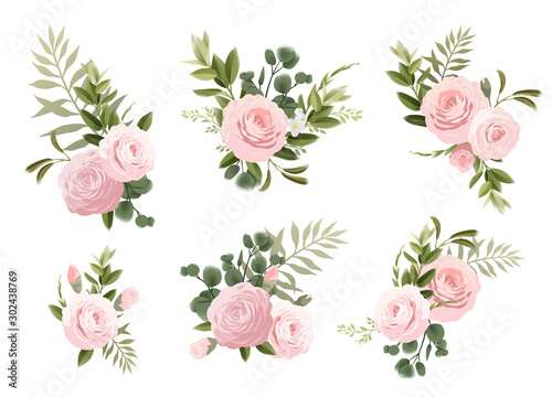 Bouquets of flowers, can be used as greeting card, invitation card for weddin...