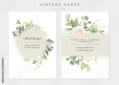 Flowers. Greeting cards with roses , can be used as invitation card for weddi...