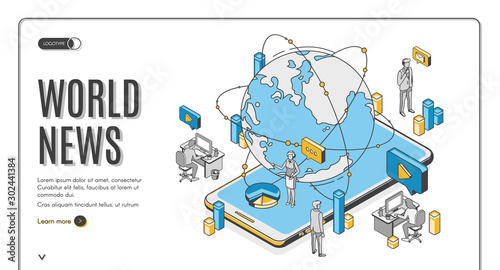 Fotomural World news isometric landing page