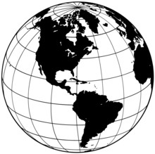Black And Transparent Isolated Globe, Modern Drawn Element. Earth Symbol, With Meridians. The Side Of America. 