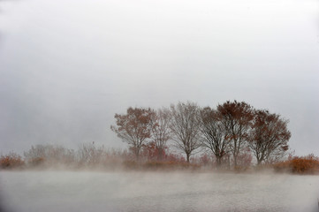 Wall Mural - Morning Landscape of the Yongdam lake in Jucheon-myeon, Jinan-gun, South Korea.