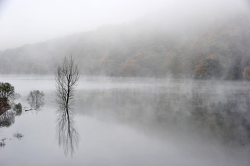 Wall Mural - Morning Landscape of the Yongdam lake in Jucheon-myeon, Jinan-gun, South Korea.