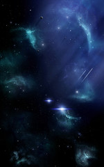 Wall Mural - deep space craft journey