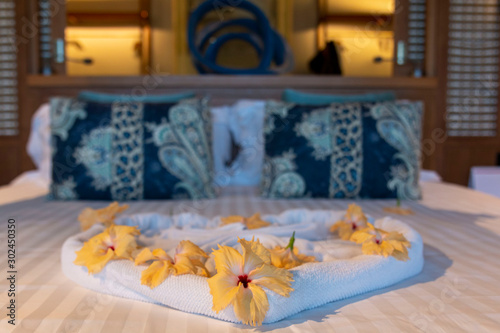 Close Up Of Yellow Flower Used For Bed Decoration Hotel Welcoming Guest Service Decoration Of Heart Here you can find different types of flower pictures, among them red flowers, white flowers, rose flowers, spring flowers, flower wallpapers and other flower images. adobe stock