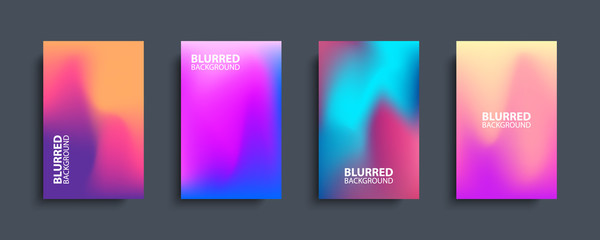 Poster - Blurred backgrounds set with modern abstract blurred color gradient patterns. Templates collection for brochures, posters, banners, flyers and cards. Vector illustration.