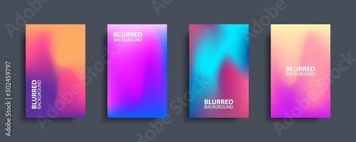Fotografía Blurred backgrounds set with modern abstract blurred color gradient patterns