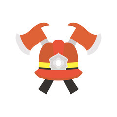 Sticker - firefighter helmet with axes flat style icon