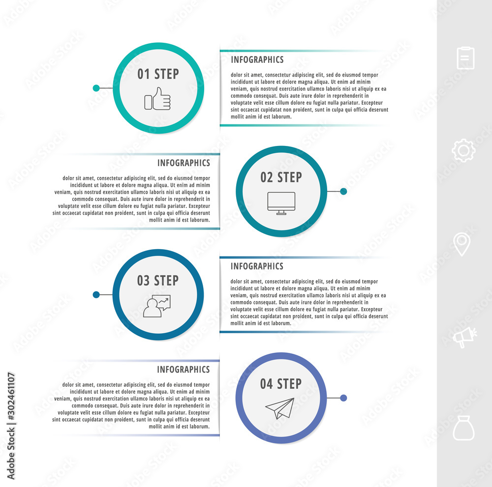 Vector flat template circle infographics. Business concept with 4 ...