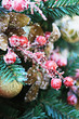 New Year's toys on the Christmas tree. New Year's decorations.Selective focus.