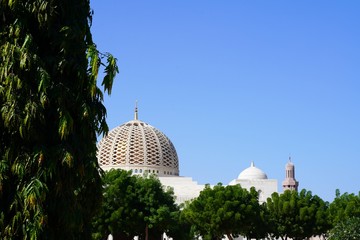 Wall Mural - dome of sultan qaboos mosque in summer time