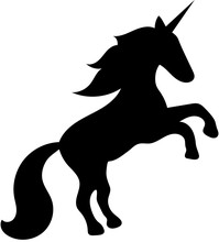 Black Silhouette Of A Fantasy Unicorn Rearing Up
