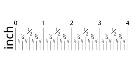 Original Inches, Inch  Ruler. Measuring tool, Graduation grid, flat vector illustration. Size indicator units, Measure tape isolated on background.