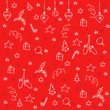 Red Christmas Doodle Background Vector
