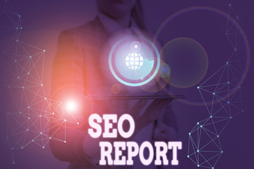 Poster - Writing note showing Seo Report. Business concept for notifying on how website is performing in search engine results