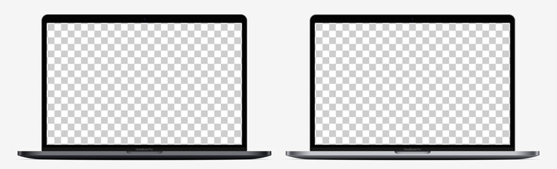 device screen mockup. realistic open laptop in two color with blank screen for you design. vector ep