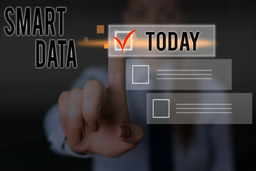 Poster - conceptual hand writing showing smart data. concept meaning digital information that is formatted fo