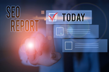 Poster - Conceptual hand writing showing Seo Report. Concept meaning notifying on how website is performing in search engine results