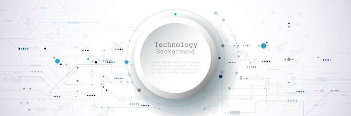 Vector banner design circuit board. Illustration Abstract modern futuristic, engineering, technology background. Futuristic digital science technology concept for web banner template or brochure