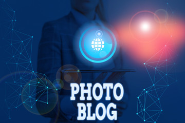Poster - Writing note showing Photo Blog. Business concept for form of photo sharing and publishing in the format of a blog