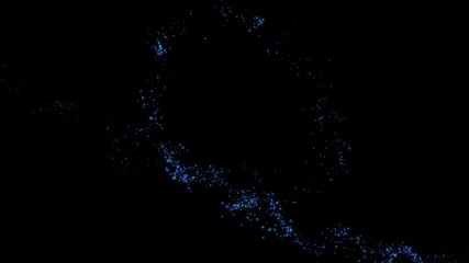 Poster - 4K Flight of bokeh particles. Magical shimmering light. Merry Christmas golden intro template. Blue color.