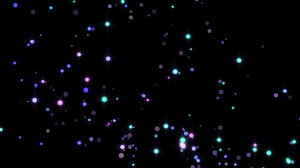Poster - 4K Flight of bokeh particles. Magical shimmering light. Merry Christmas golden intro template.  Blue and violet colors.
