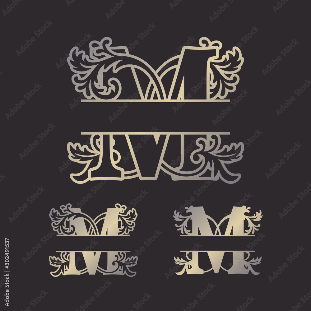 Alphabet Split Monograms, Split Letter Monogram, Alphabet Frame Font ...