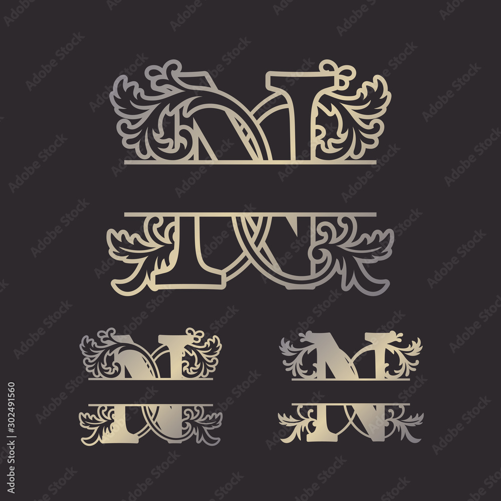 Alphabet Split Monograms, Split Letter Monogram, Alphabet Frame Font ...