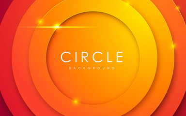 Poster - abstract 3d circle papercut layer orange background