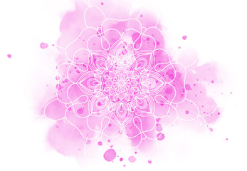 Wall Mural - abstract mandala graphic design and watercolor digital art painting for ancient geometric concept ba