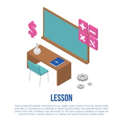 Poster - Lesson concept banner. Isometric illustration of lesson vector concept banner for web design