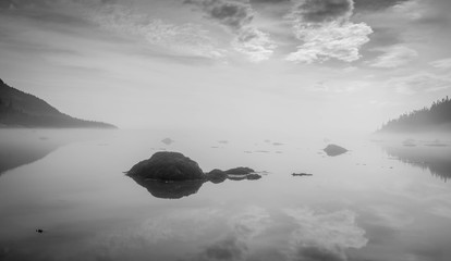 Wall Mural - bay with rocks and mist