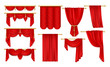 Set of isolated open red curtain for theater,opera