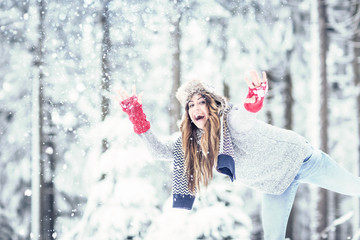 Wall Mural - portrait of young woman in winter