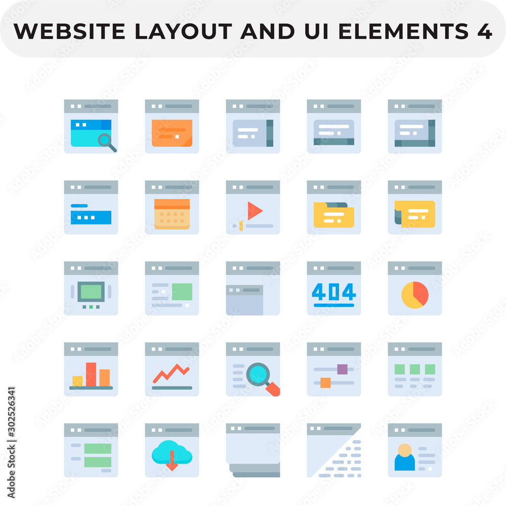 Flat Icons Pack for UI. Pixel perfect vector icon set for web design ...