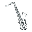 saxophone on white background, sketch 