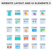 Flat Icons Pack For UI. Pixel Perfect Vector Icon Set For Web Design And Website Application.