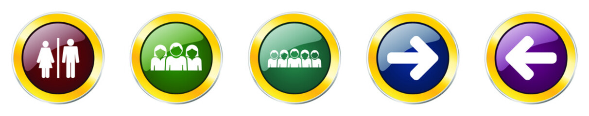 Leinwandbilder - Set of colorful web glossy vector icons,  social, group, team, arrow and people buttons in eps 10 for webdesign and mobile applications on white background